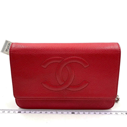 Sold Chanel Wallet on Chain WOC Double CC Red Caviar Leather