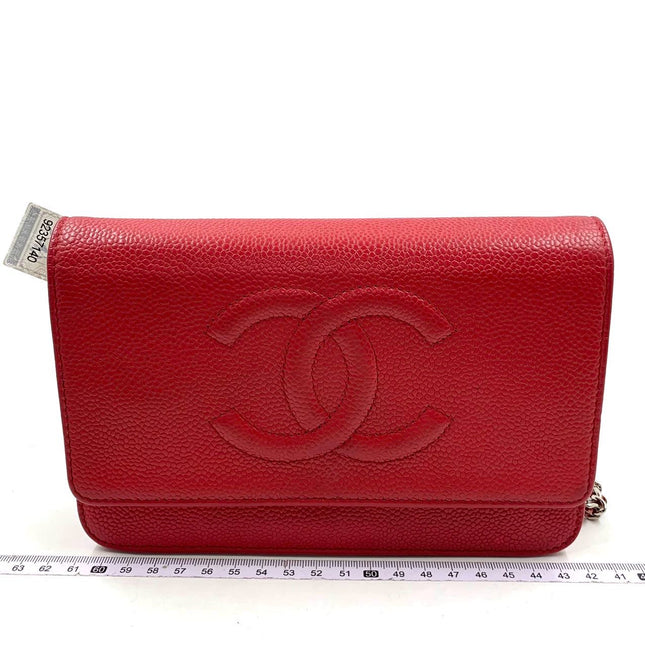 Sold Chanel Wallet on Chain WOC Double CC Red Caviar Leather