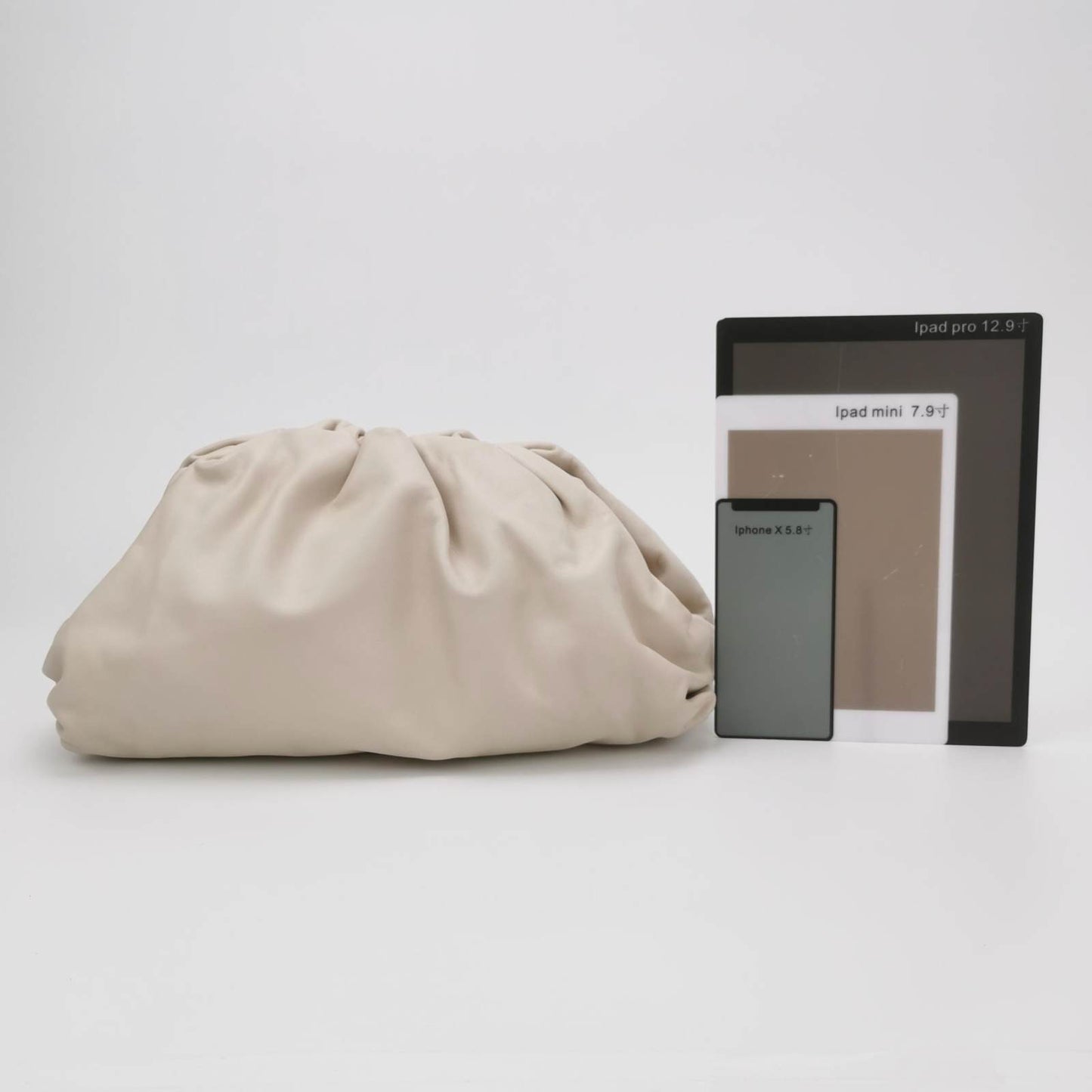 Bottega Veneta Pouch Calfskin Leather White Ecru Large