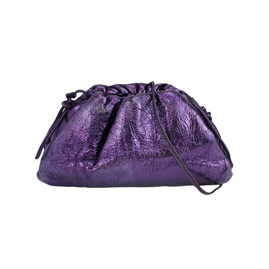 Bottega Veneta Pouch Mini Metallic Purple Leather-Luxbags