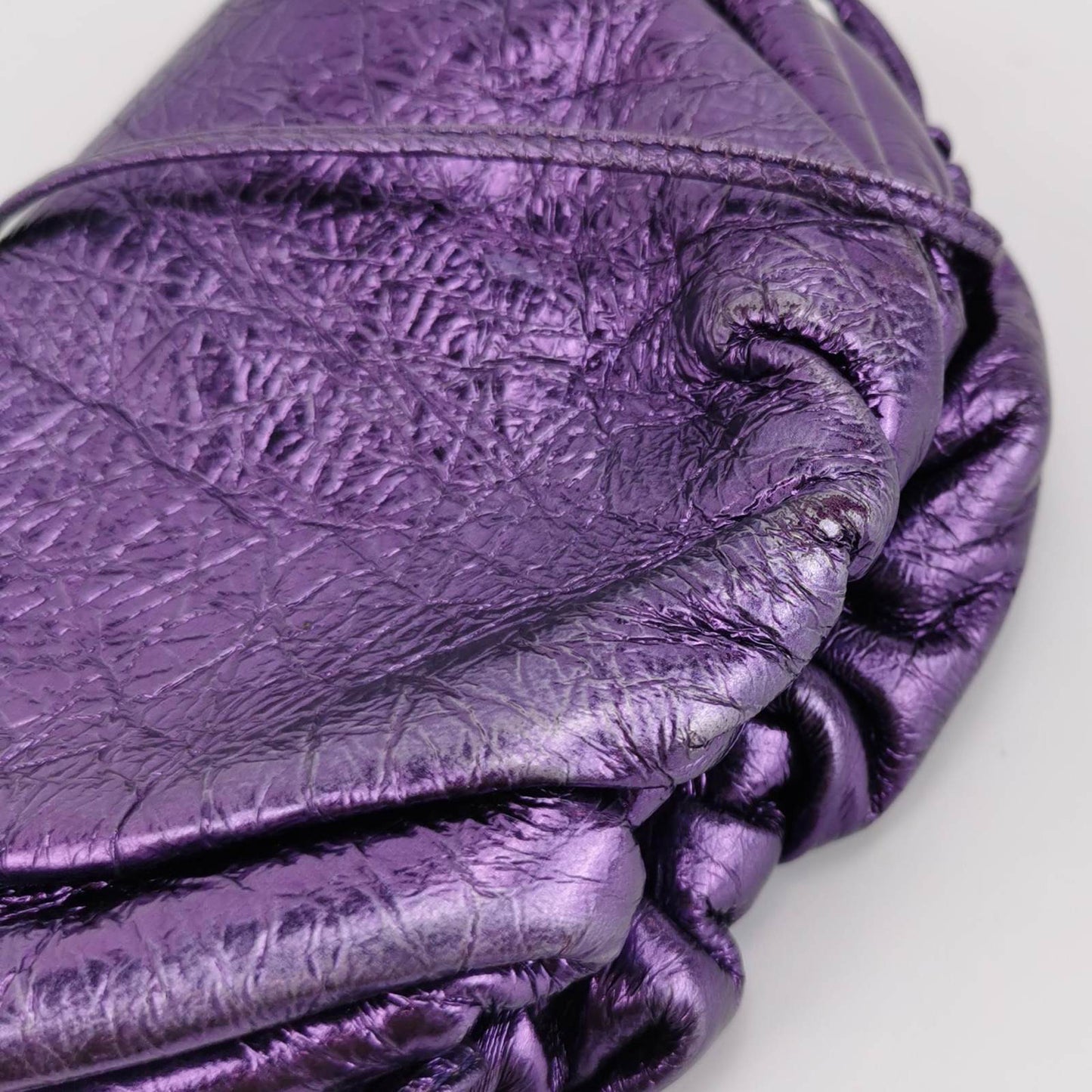 Bottega Veneta Pouch Mini Metallic Purple Leather