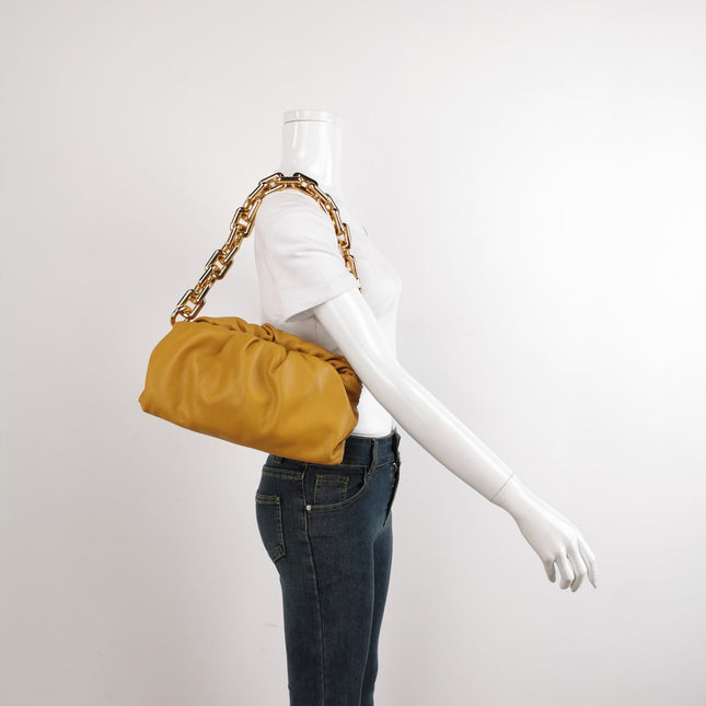 Sold Bottega Veneta Chain Pouch Calfskin Leather Caramel Brown Large