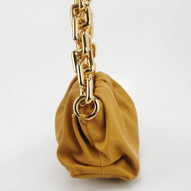 Sold Bottega Veneta Chain Pouch Calfskin Leather Caramel Brown Large