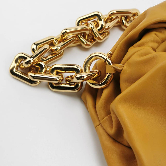 Sold Bottega Veneta Chain Pouch Calfskin Leather Caramel Brown Large