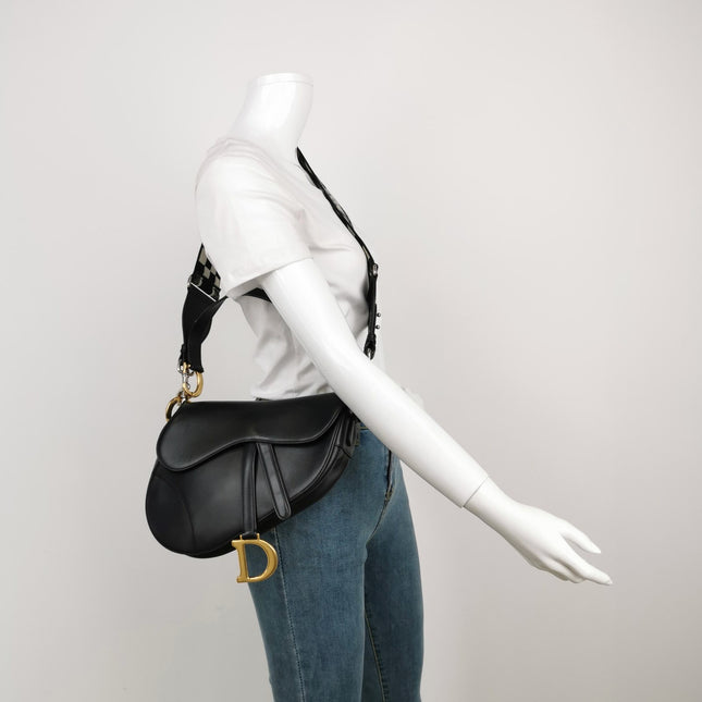 Sold Dior Saddle Medium Black Smooth Leather with Strap