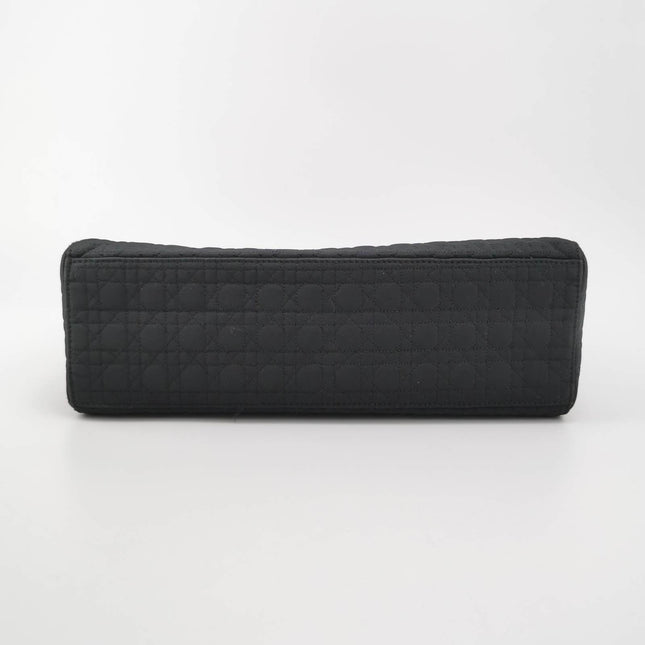 Sold Lady Dior Vintage Large Black Cloth with Yellow Gold-tone Hardware