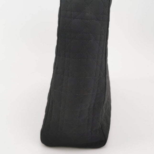 Sold Lady Dior Vintage Large Black Cloth with Yellow Gold-tone Hardware