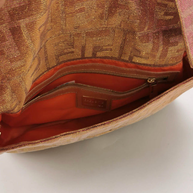Sold Fendi Baguette Iridescent Pink Zucca Print with Crystal Buckle