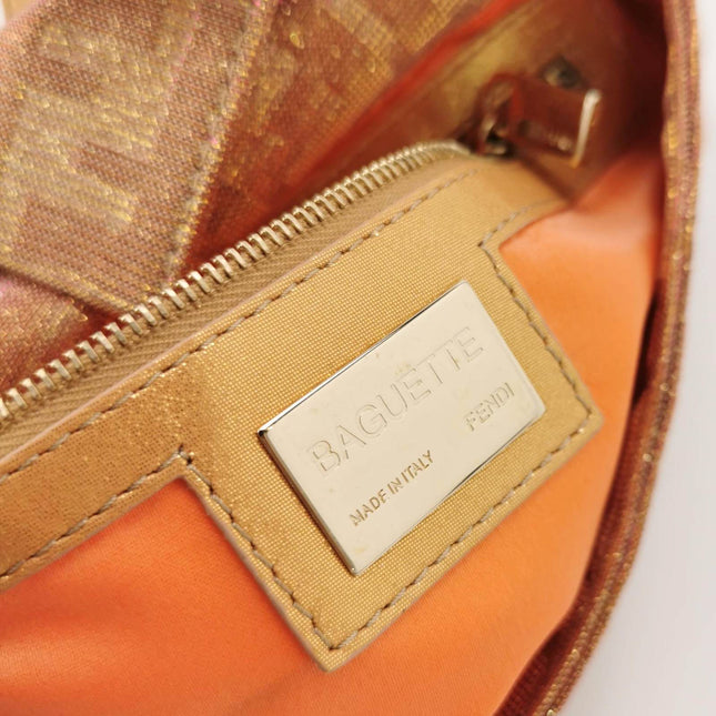 Sold Fendi Baguette Iridescent Pink Zucca Print with Crystal Buckle