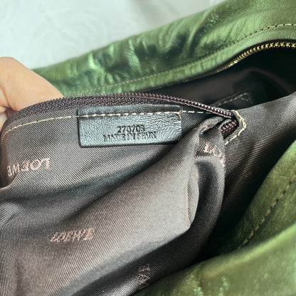 Loewe Amazona 29 Zip Around in Metallic Green Lambskin Leather