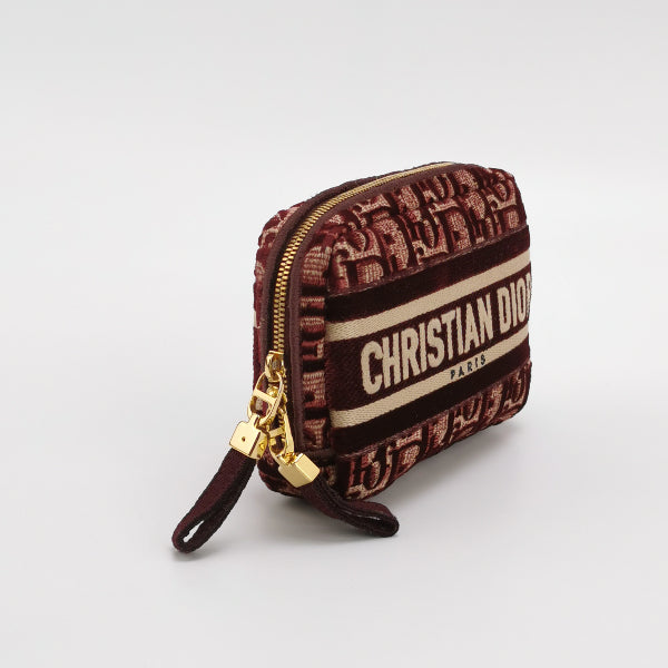 Sold Christian Dior Velvet Oblique Cosmetic Pouch Burgundy