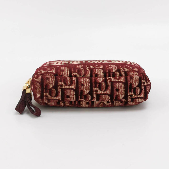 Sold Christian Dior Velvet Oblique Cosmetic Pouch Burgundy