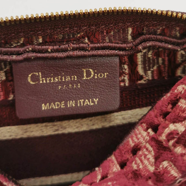 Sold Christian Dior Velvet Oblique Cosmetic Pouch Burgundy