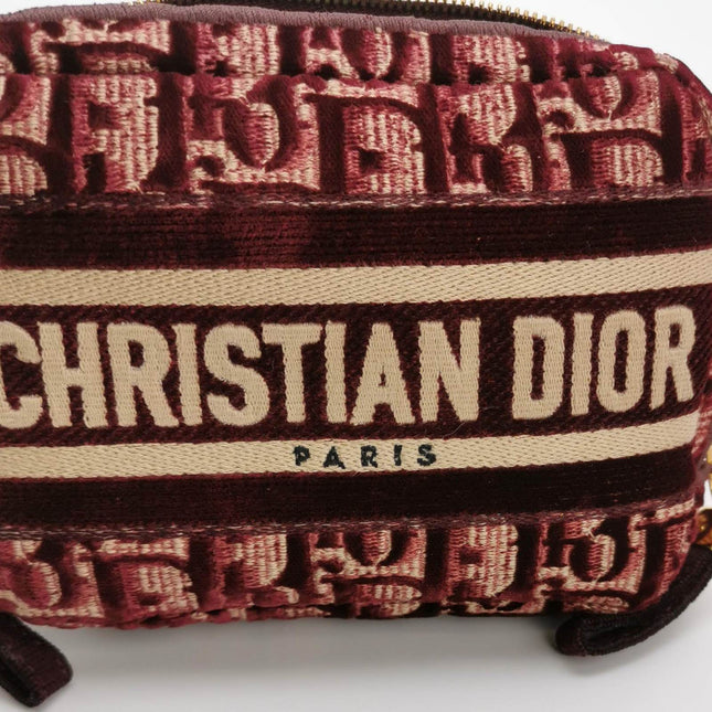 Sold Christian Dior Velvet Oblique Cosmetic Pouch Burgundy