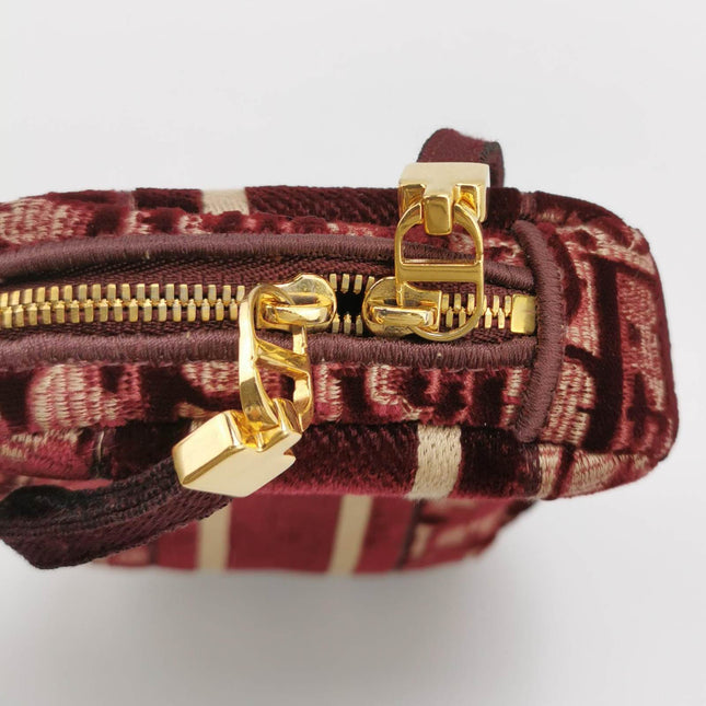 Sold Christian Dior Velvet Oblique Cosmetic Pouch Burgundy