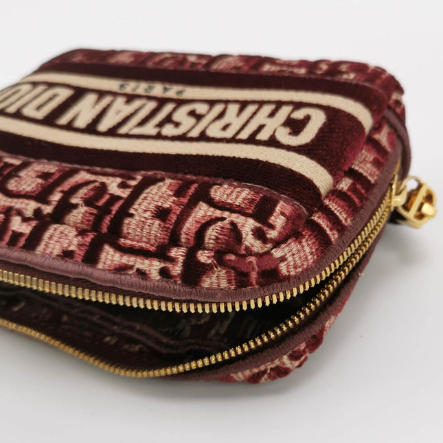 Sold Christian Dior Velvet Oblique Cosmetic Pouch Burgundy
