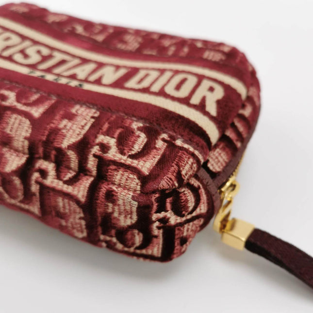 Sold Christian Dior Velvet Oblique Cosmetic Pouch Burgundy