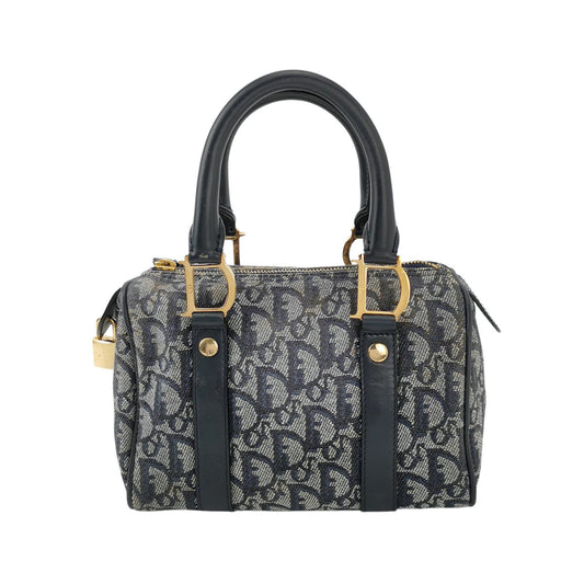 Christian Dior Trotter Boston Cloth Oblique Mini Black Handbag-Luxbags