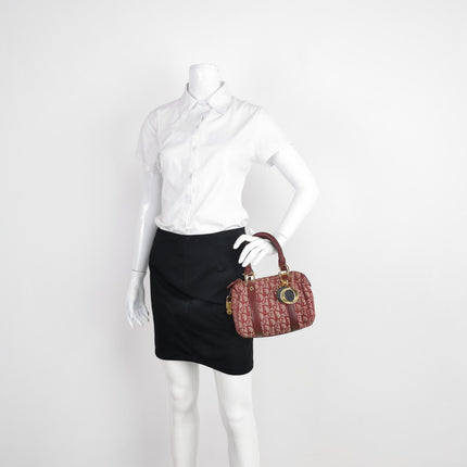 Sold Christian Dior Trotter Boston Cloth Oblique Mini Red Handbag