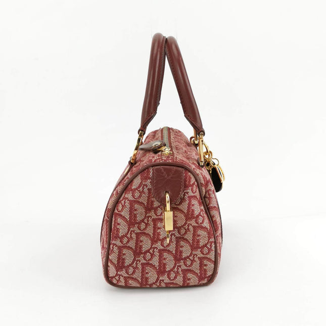 Sold Christian Dior Trotter Boston Cloth Oblique Mini Red Handbag