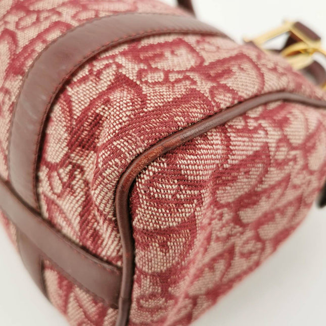 Sold Christian Dior Trotter Boston Cloth Oblique Mini Red Handbag