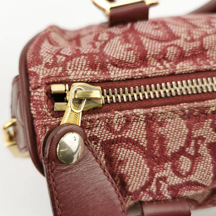 Sold Christian Dior Trotter Boston Cloth Oblique Mini Red Handbag