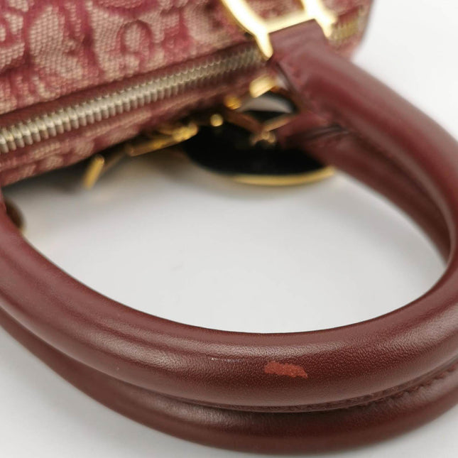 Sold Christian Dior Trotter Boston Cloth Oblique Mini Red Handbag