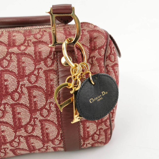 Sold Christian Dior Trotter Boston Cloth Oblique Mini Red Handbag