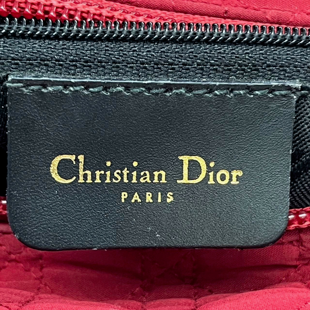 Lady Dior Vintage Large Burgundy Cloth with Yellow Gold-tone Hardware