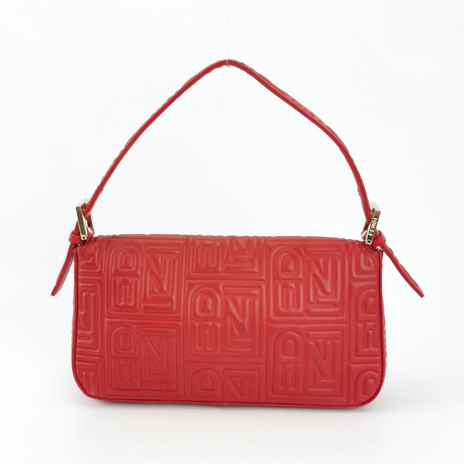 Fendi Baguette 1997 Re edition 3D Embossed Red Leather Shoulder bag Luxbags