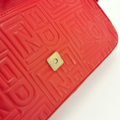 Fendi Baguette 1997 Re-edition 3D Embossed Red Leather Shoulder bag