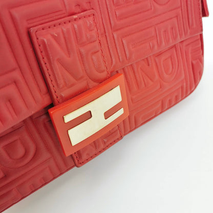 Fendi Baguette 1997 Re-edition 3D Embossed Red Leather Shoulder bag