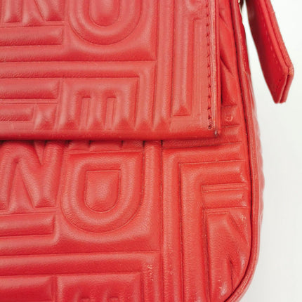 Fendi Baguette 1997 Re-edition 3D Embossed Red Leather Shoulder bag