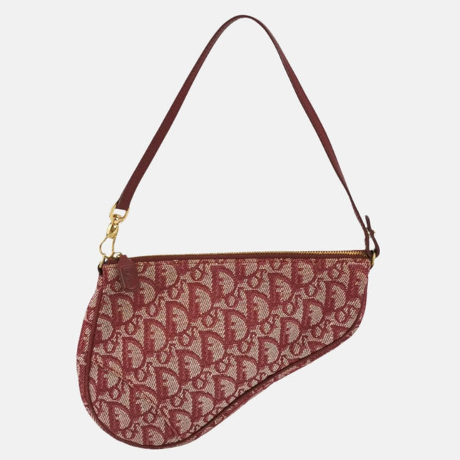 Dior Trotter Mini Saddle bag Burgundy Red Oblique-Luxbags