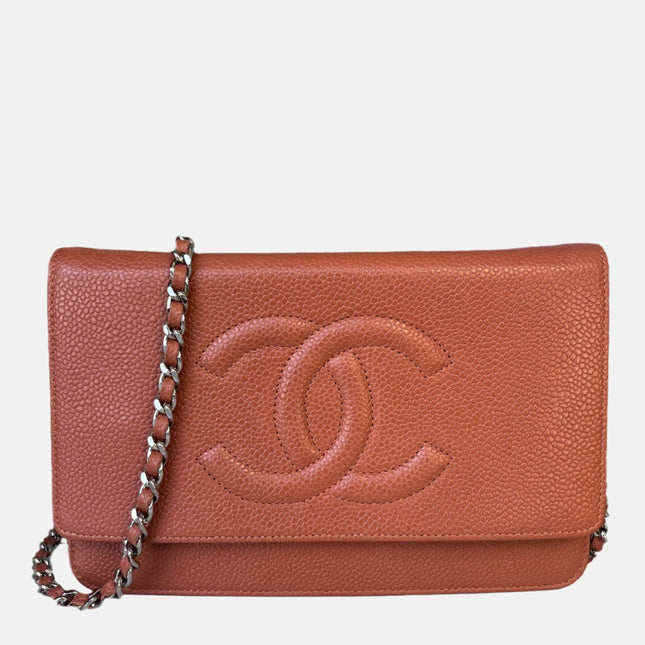 Sold Chanel Wallet on Chain WOC Double CC Orange Caviar Leather-Luxbags