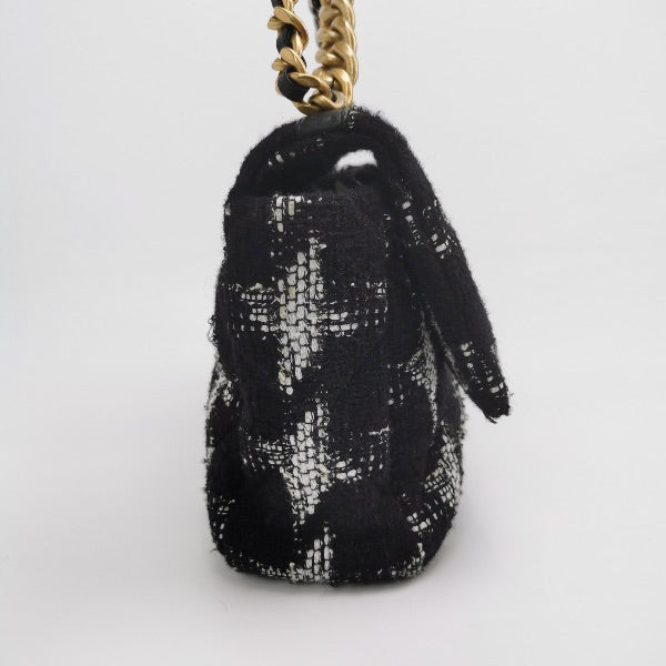 Sold Chanel 19 Bag 2021 Medium Black White Checkered Tweed Bag