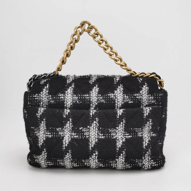 Sold Chanel 19 Bag 2021 Medium Black White Checkered Tweed Bag