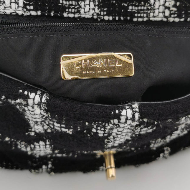 Sold Chanel 19 Bag 2021 Medium Black White Checkered Tweed Bag