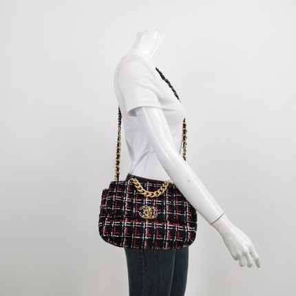 Sold Chanel 19 Bag 2021 Small Tricolor Black Checkered Tweed Bag