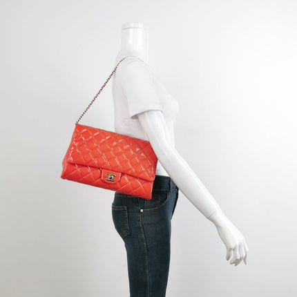 Sold Chanel Shoulder Bag Large Orange Patent Leather