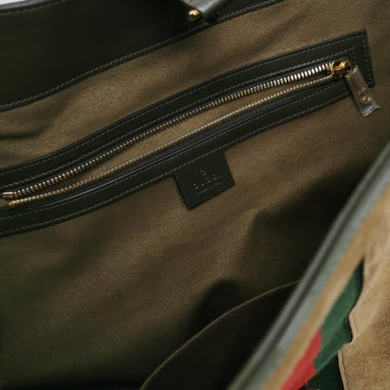 Gucci Jackie 1961 Large Green Leather and Suede Shoulder Bag with Long Strap