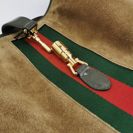 Gucci Jackie 1961 Large Green Leather and Suede Shoulder Bag with Long Strap