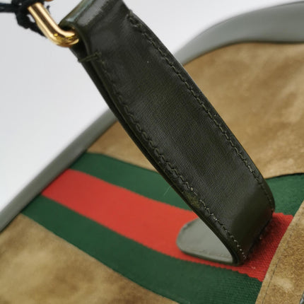 Gucci Jackie 1961 Large Green Leather and Suede Shoulder Bag with Long Strap