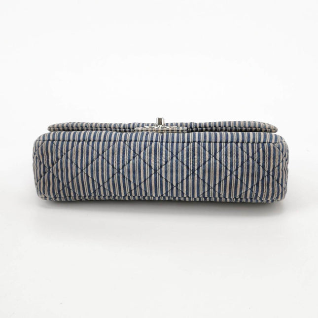 Sold Chanel Classic Flap 2008 Medium Blue Canvas Stripes