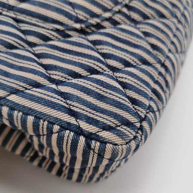 Sold Chanel Classic Flap 2008 Medium Blue Canvas Stripes
