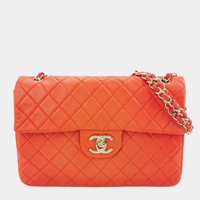 Chanel Classic Flap Maxi Red Leather 24k Gold Plated Giant CC Logo-Luxbags