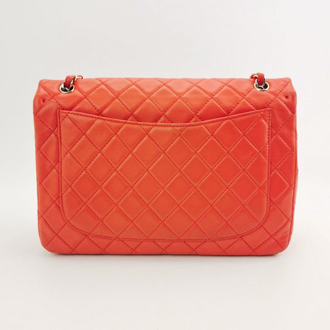 Chanel Classic Flap Maxi Orange Leather Giant CC Logo