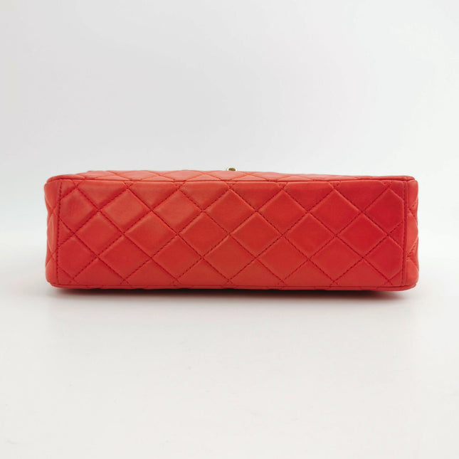 Chanel Classic Flap Maxi Orange Leather Giant CC Logo