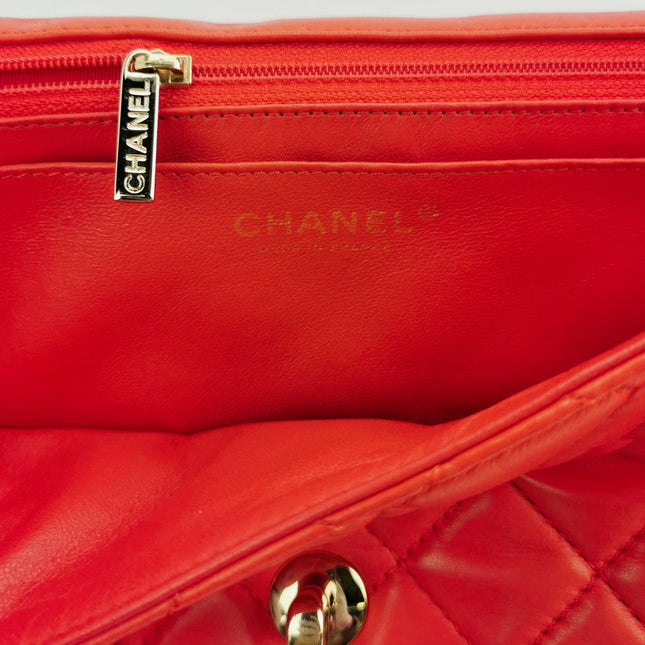 Chanel Classic Flap Maxi Orange Leather Giant CC Logo