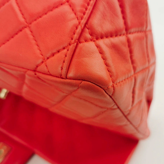 Chanel Classic Flap Maxi Orange Leather Giant CC Logo
